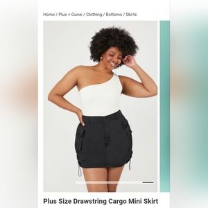 Plus Size Drawstring Cargo Mini Skirt